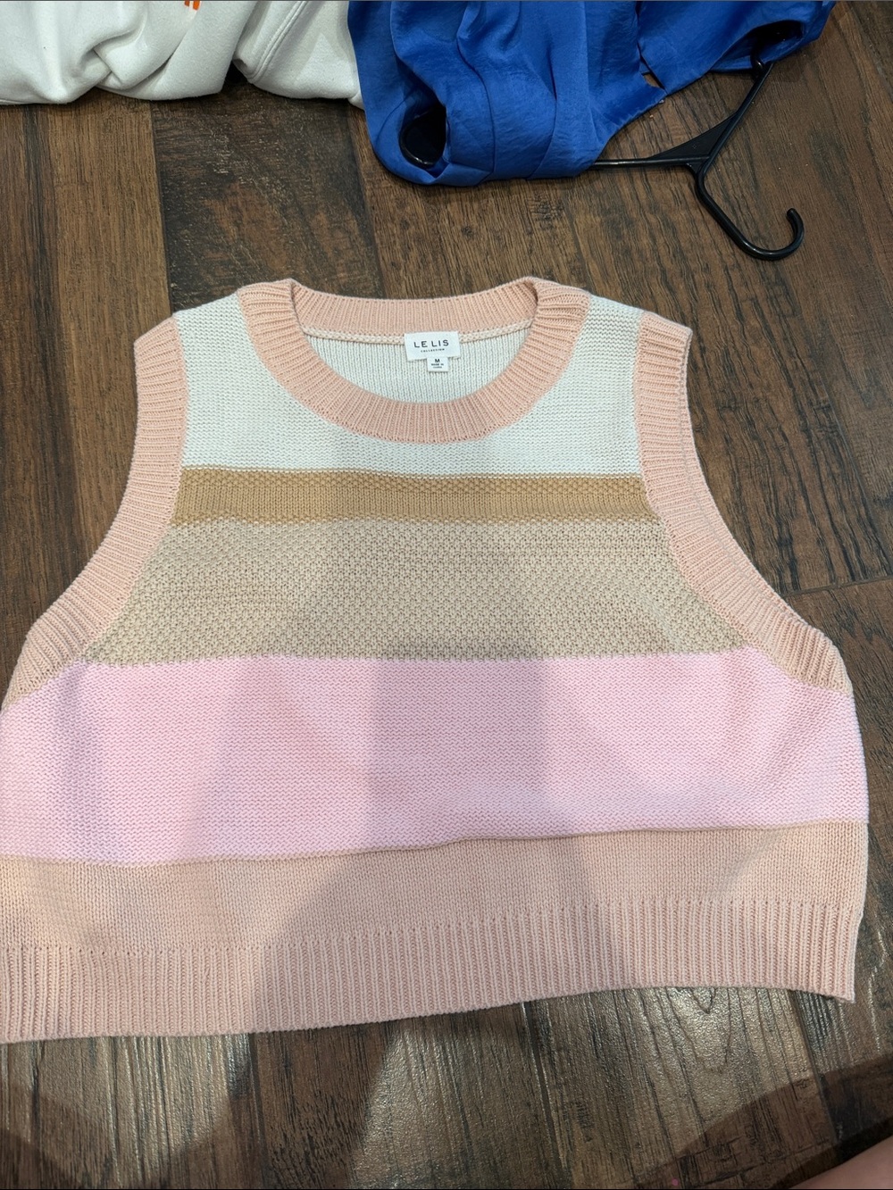 Le Lis Pastel Striped Knit Crop Tank - Pink, Beige & Cream